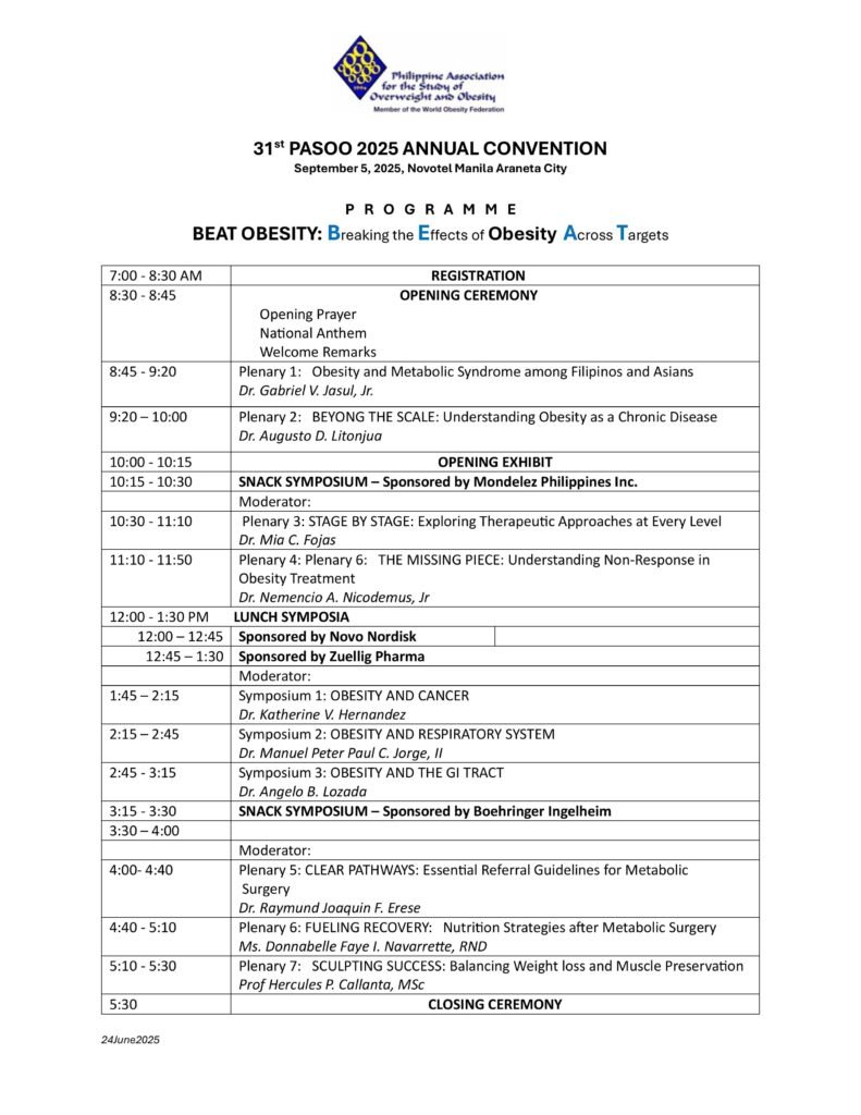 Official Program as of June 27, 2025 Official Program as of June 27, 2025