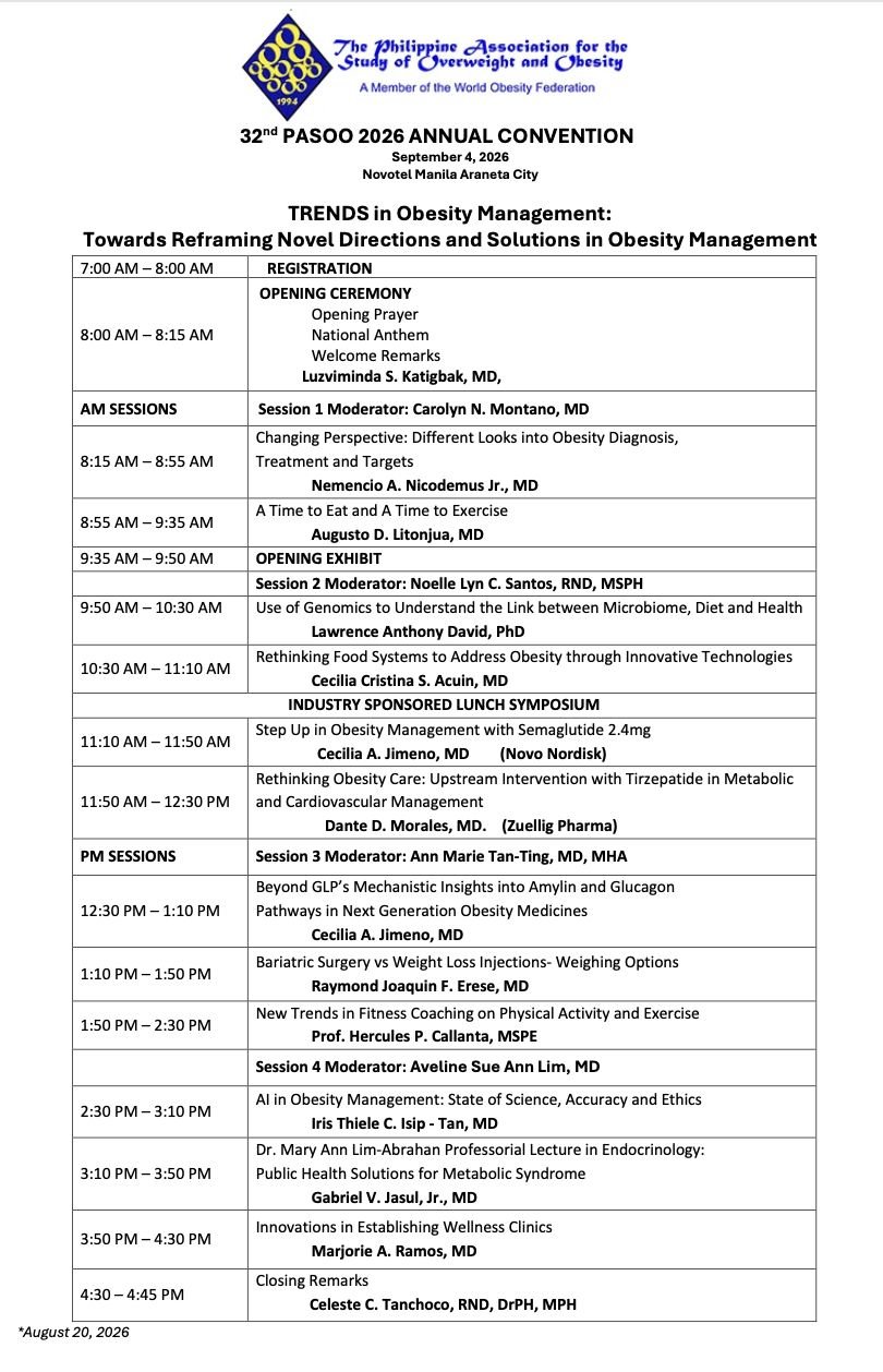 Program of Activities as of August 24 2026